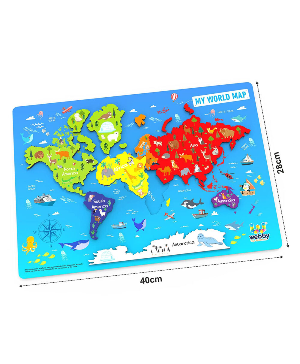 World Continents Map Wooden Puzzle Board - Image 2