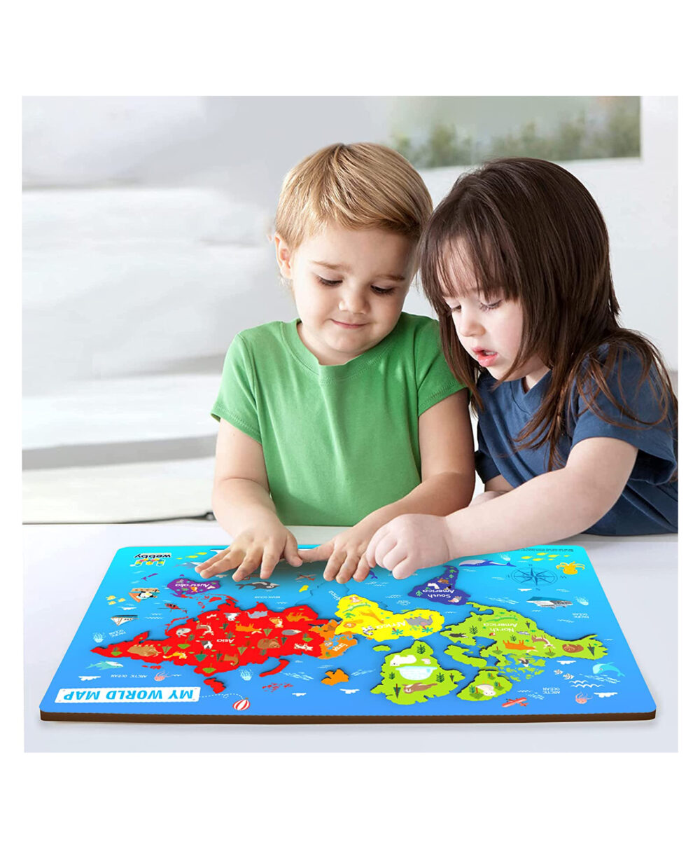 World Continents Map Wooden Puzzle Board - Image 6