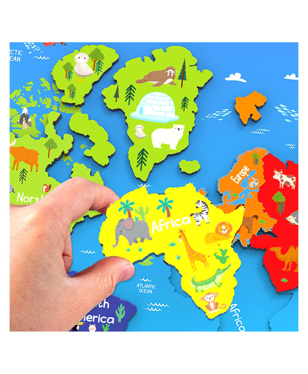 World Continents Map Wooden Puzzle Board - Image 4