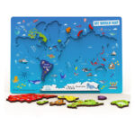 World Continents Map Wooden Puzzle Board