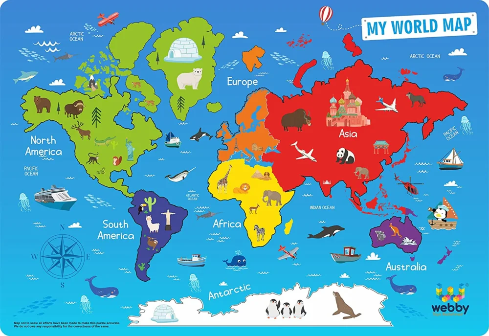 World Continents Map Wooden Puzzle Board - Image 3