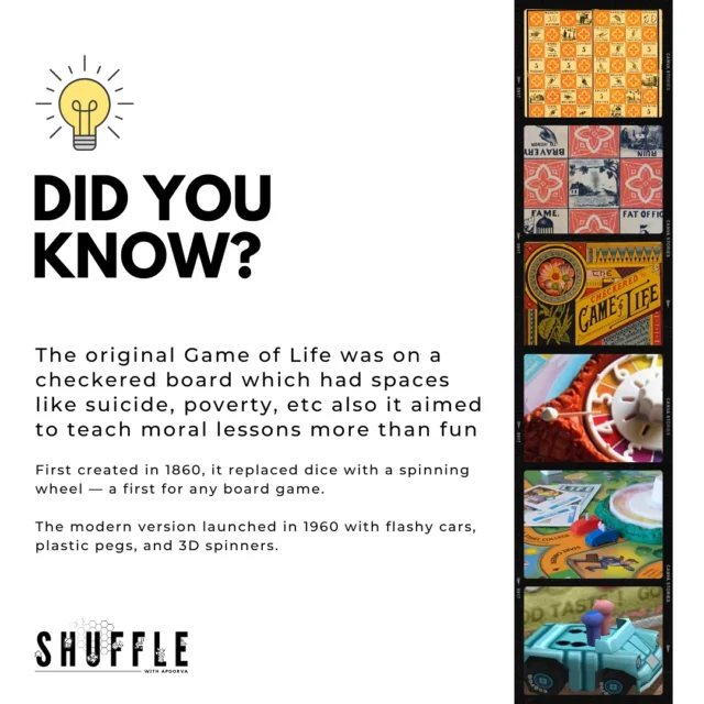 💡Stay tuned for fun and fascinating board game facts that will surprise you!  

Shop handpicked games at www.shufflewithapoorva.com

[board games, tabletop games, card games, facts, fun facts, history, entertainment, digital detox, shuffle, shuffle game, shuffle with Apoorva, bgg, board game geek, strategy games, meeple, euro games, indian board games, international games, modern strategy games, family games, game night]

#shufflewithapoorva